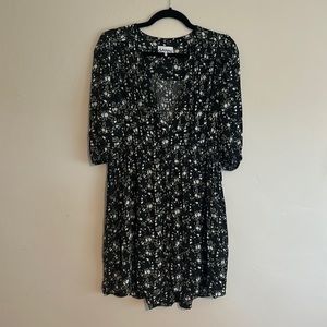 Ganni PLEATED GEORGETTE V-NECK MINI DRESS